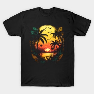 80s Vintage Palmtree Sunset T-Shirt